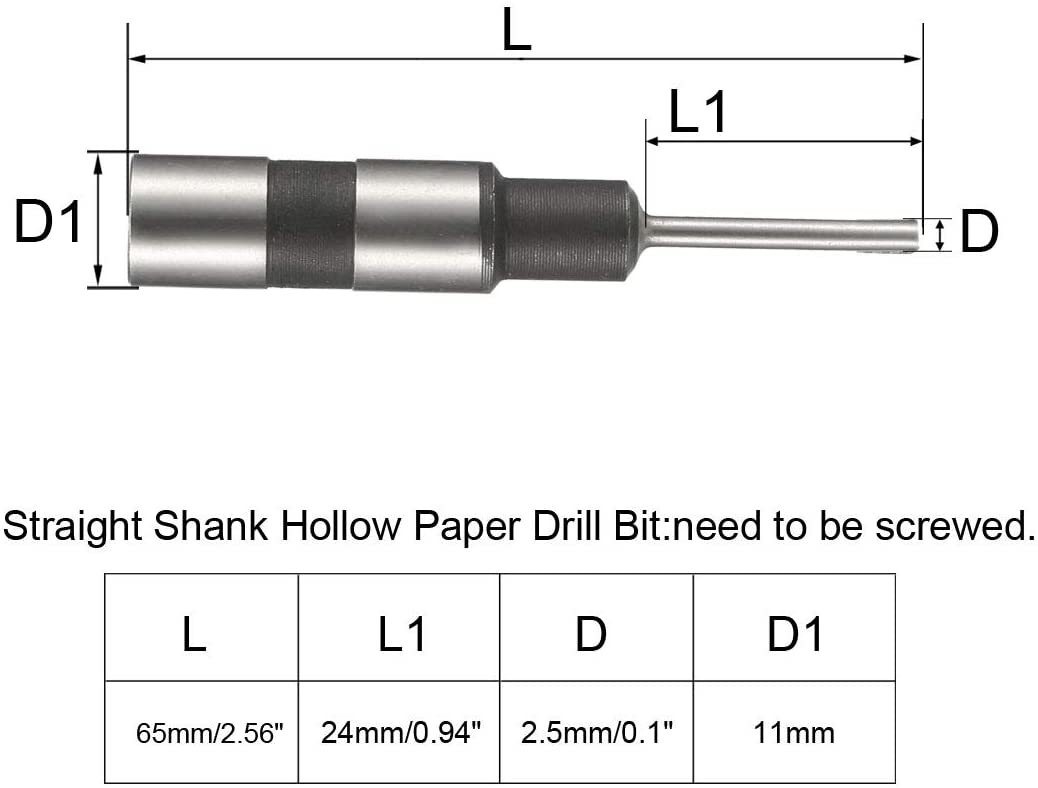 Bits de forage professionnels en papier avec une longueur de col de 28,5 mm et un diamètre de forage de 3,0-10,0 mm